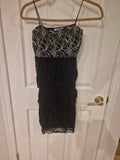 Vintage Ur Va Na Black Lace Tiered Dress - Size Small