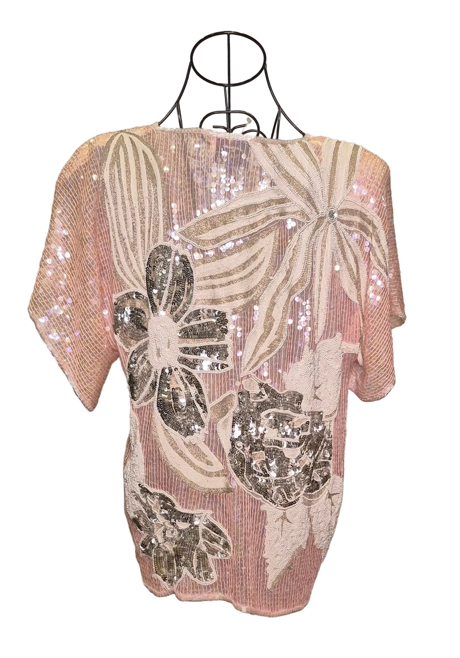 1980s St. Martin Heavily Beaded Blouse — Size Large