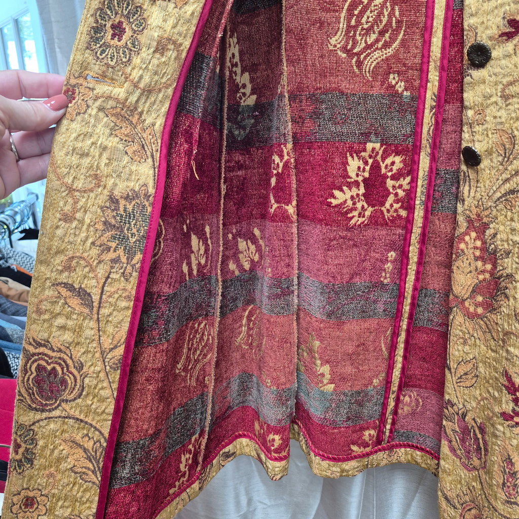 Vintage Cabi Tapestry Jacket - Floral Paisley Long Coat Size 10
