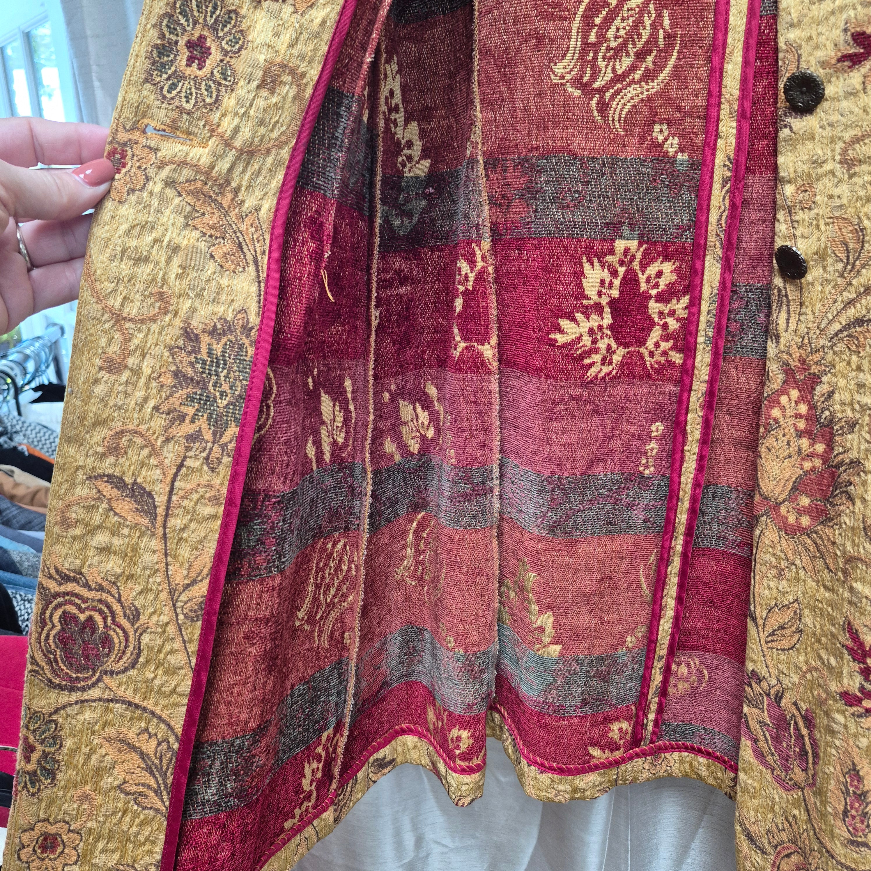 Vintage Cabi Tapestry Jacket - Floral Paisley Long Coat Size 10