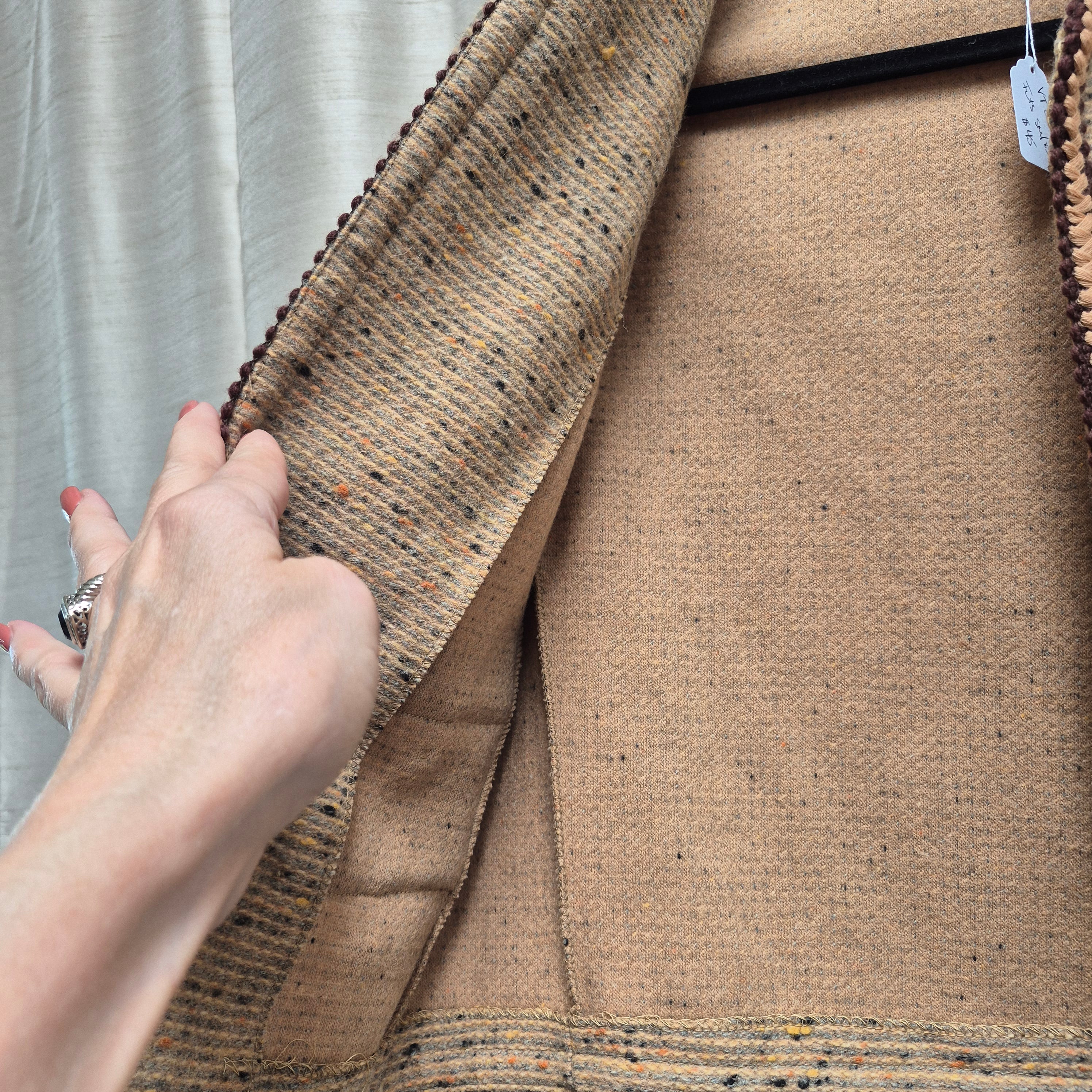 Domani Waist Tapestry Typr Material Jacket with Cross Stitch Bordering
