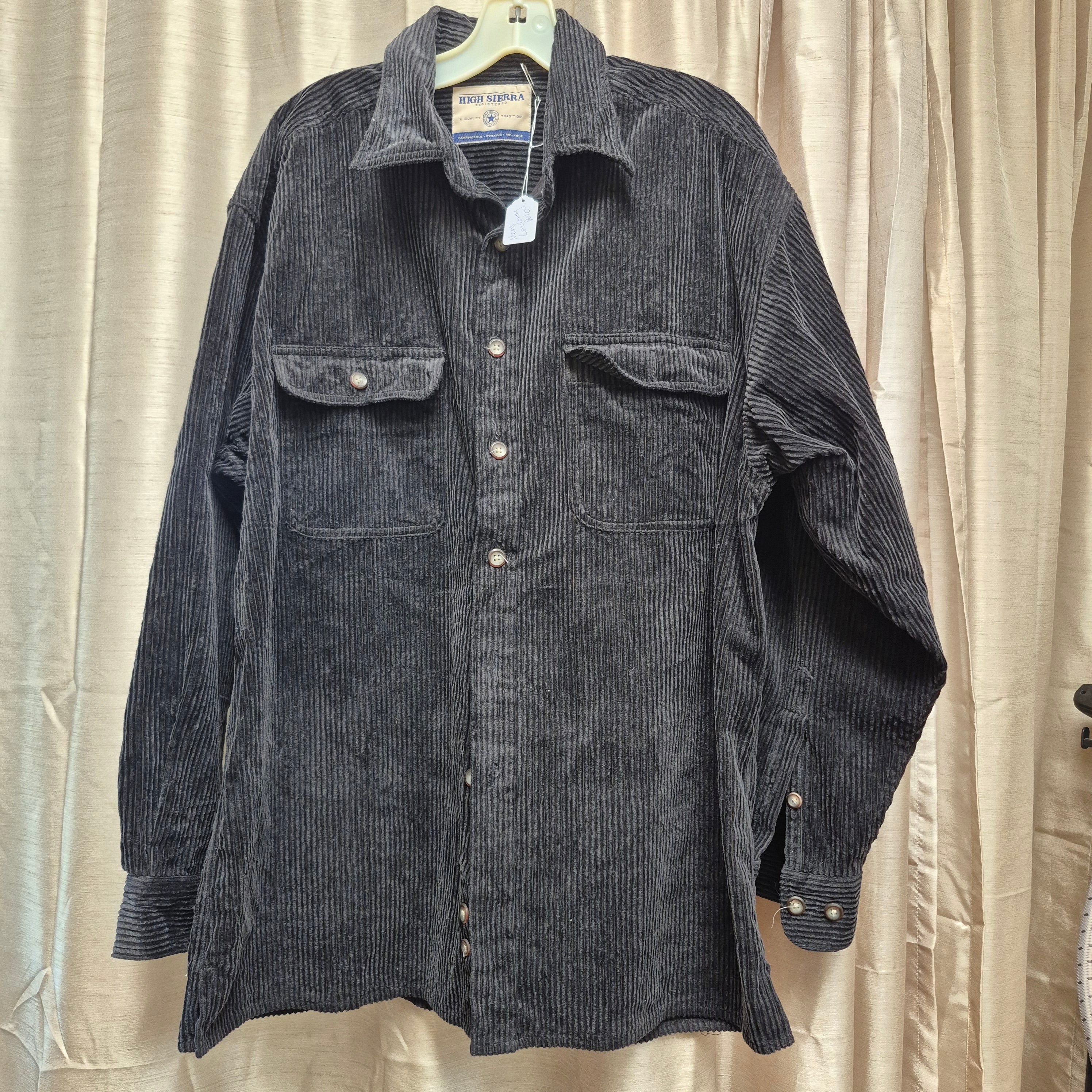 Vintage High Sierra Corduroy Flannel - Black - Men's Big & Tall Medium