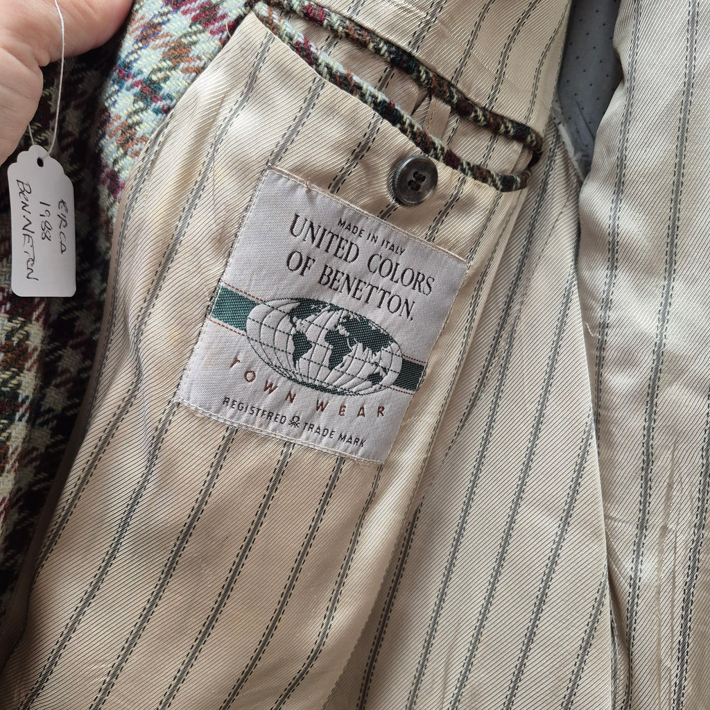 Mens United Colors of Benetton wool Plaid blazer late 1980s True Vintage Size 44 XL