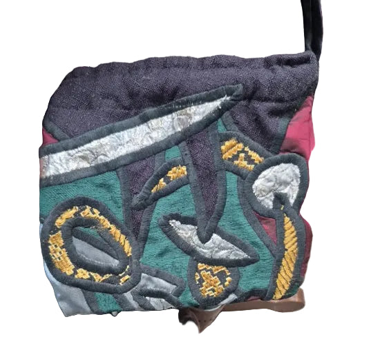 Judith Roberts Wearable Art Cinch Sack Purse — Rare Mexican-Inspired Design 1980s