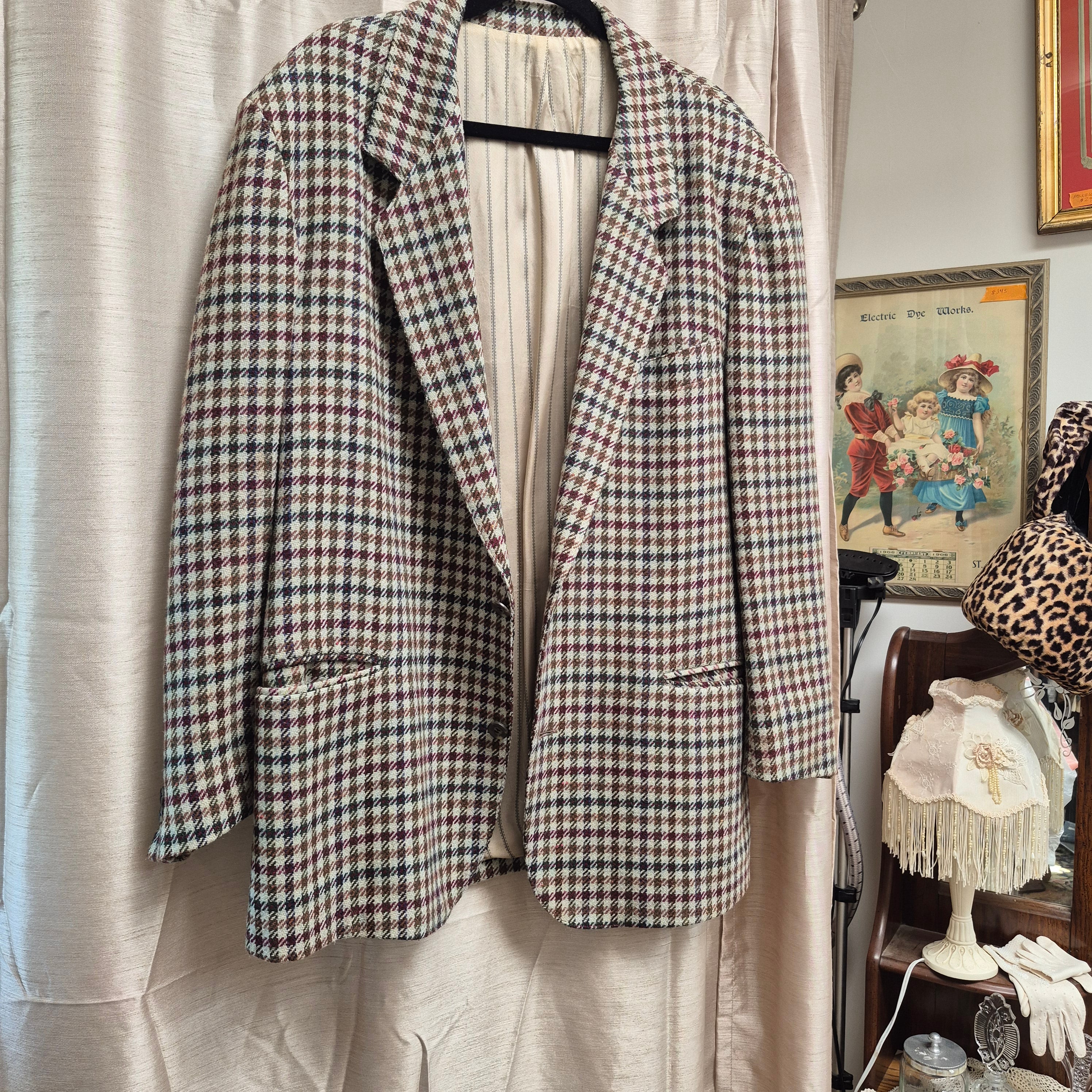 Mens United Colors of Benetton wool Plaid blazer late 1980s True Vintage Size 44 XL