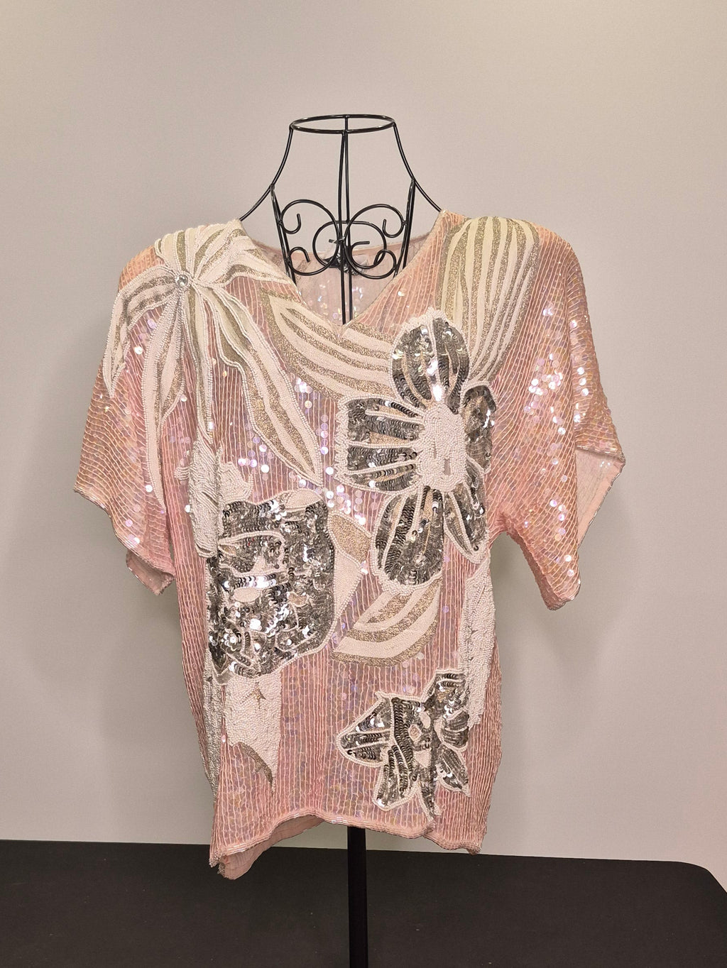 1980s St. Martin Heavily Beaded Blouse — Size Large