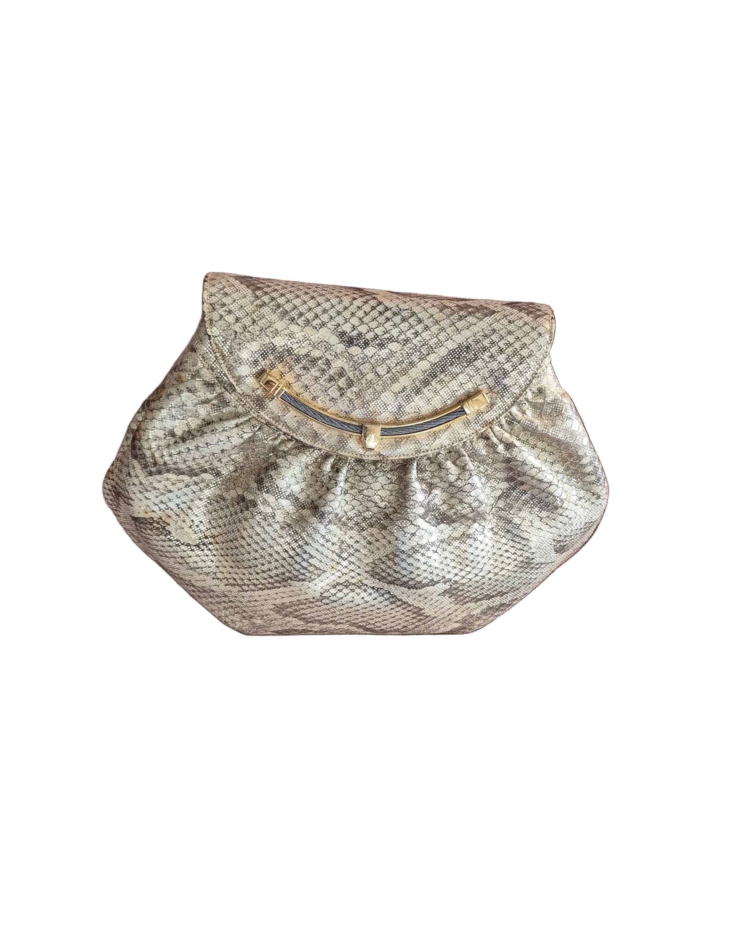Finesse La Model 1980's Evening Bag Gold Snakeskin Design
