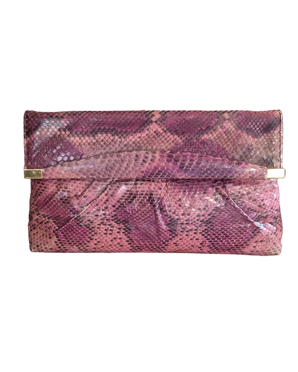 Vintage 1970s Bags by Supreme Real Snakeskin Chain Shoulder Bag Deep Pink Gold