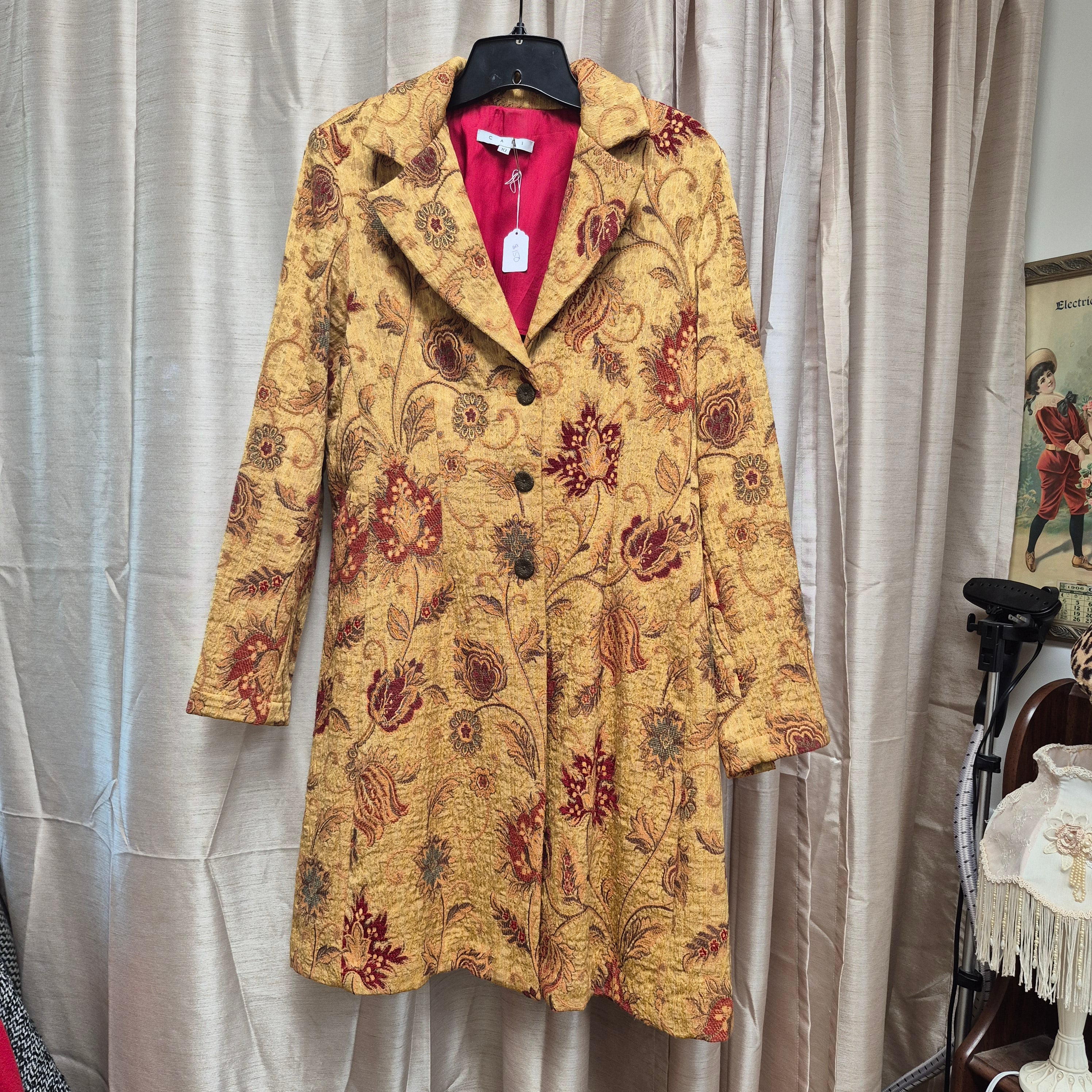 Vintage Cabi Tapestry Jacket - Floral Paisley Long Coat Size 10