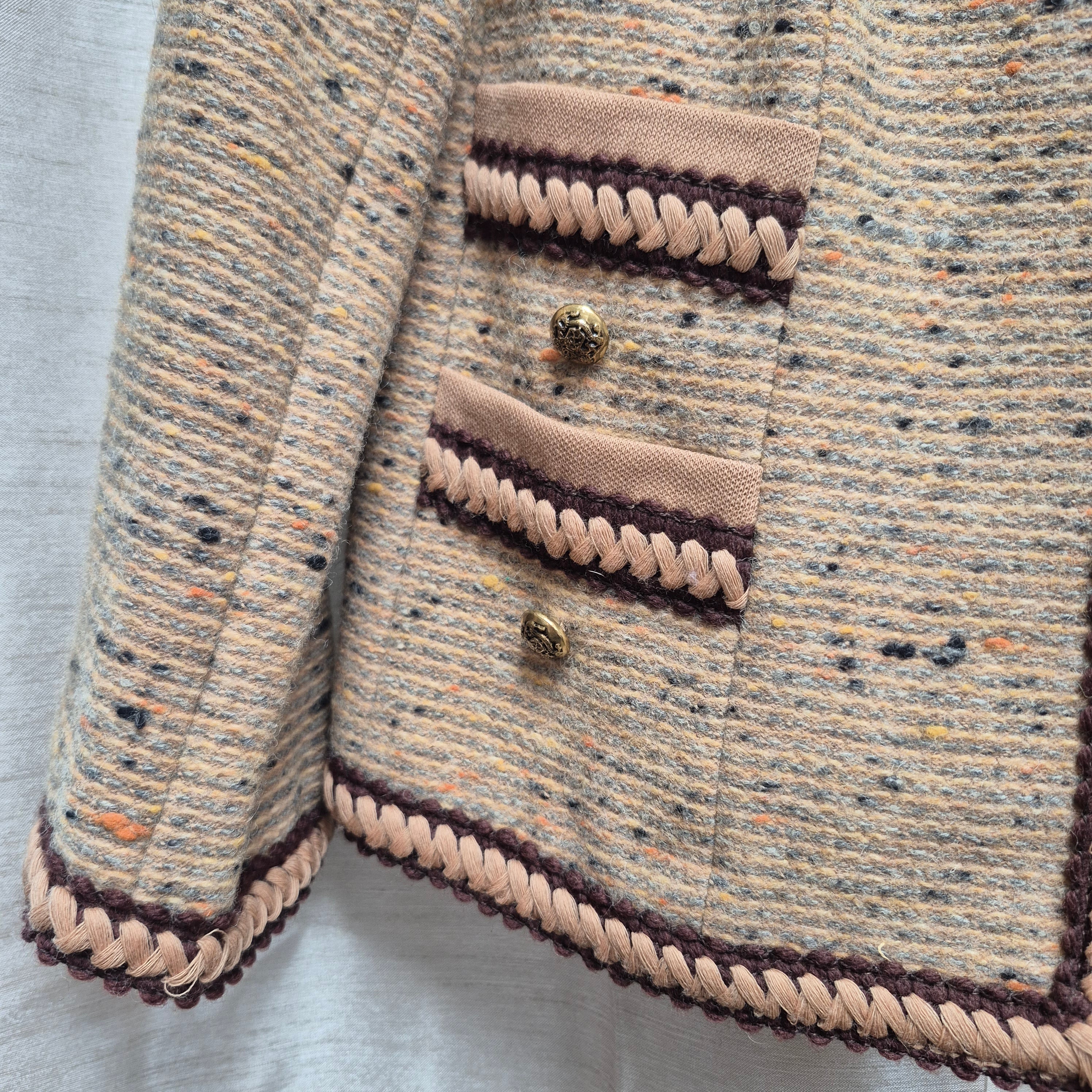 Domani Waist Tapestry Typr Material Jacket with Cross Stitch Bordering